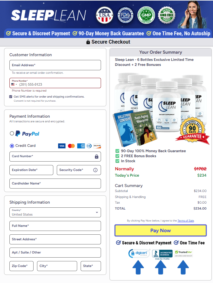 click buy now to order sleep lean supplement and secure your bottles online
